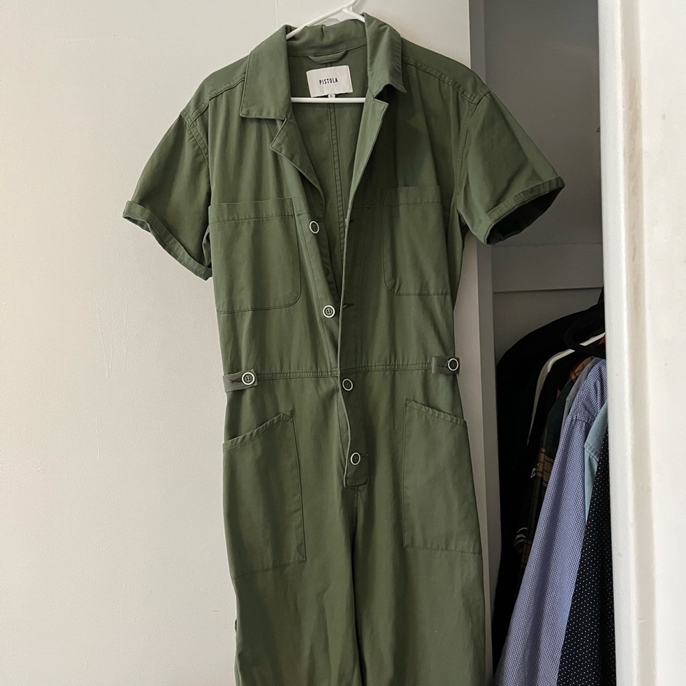 Brand new worn once Pistola short sleeve jumpsuit in army green